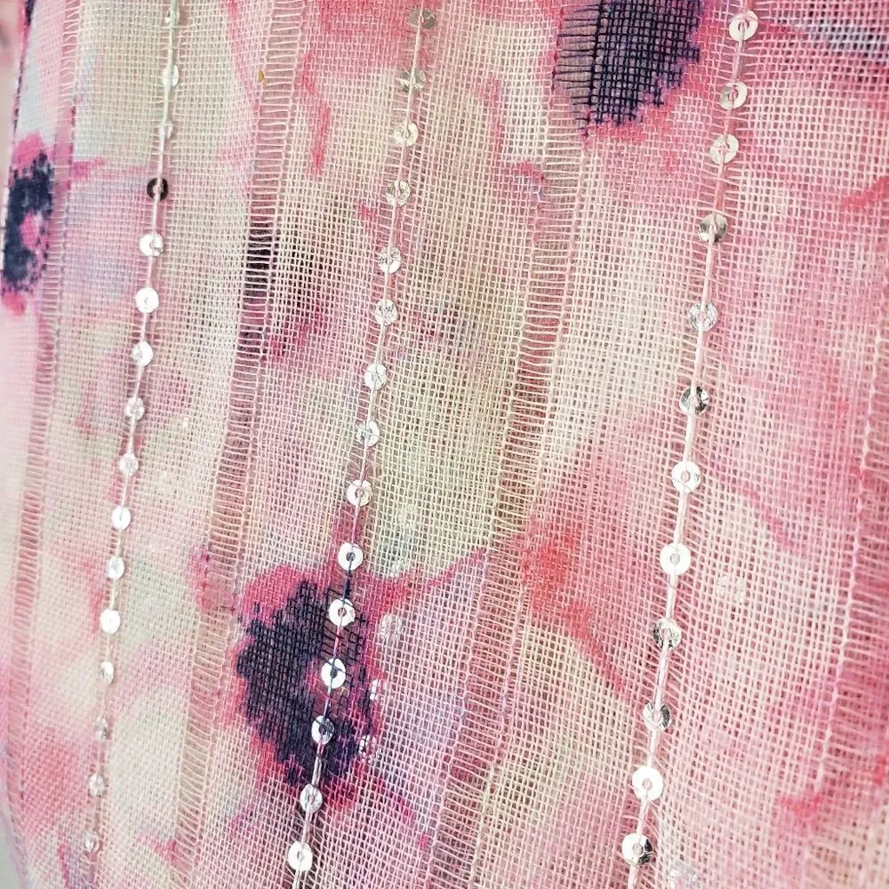 SEQUINED Semi-sheer Floral Scarf